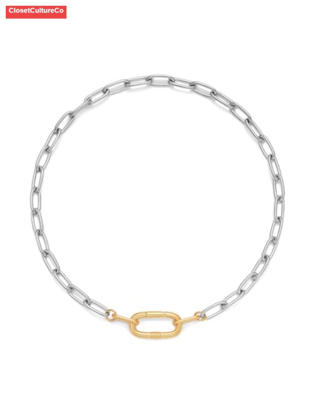 Chunky Two Tone Chain Choker Necklace 20.5 in Statement Unisex